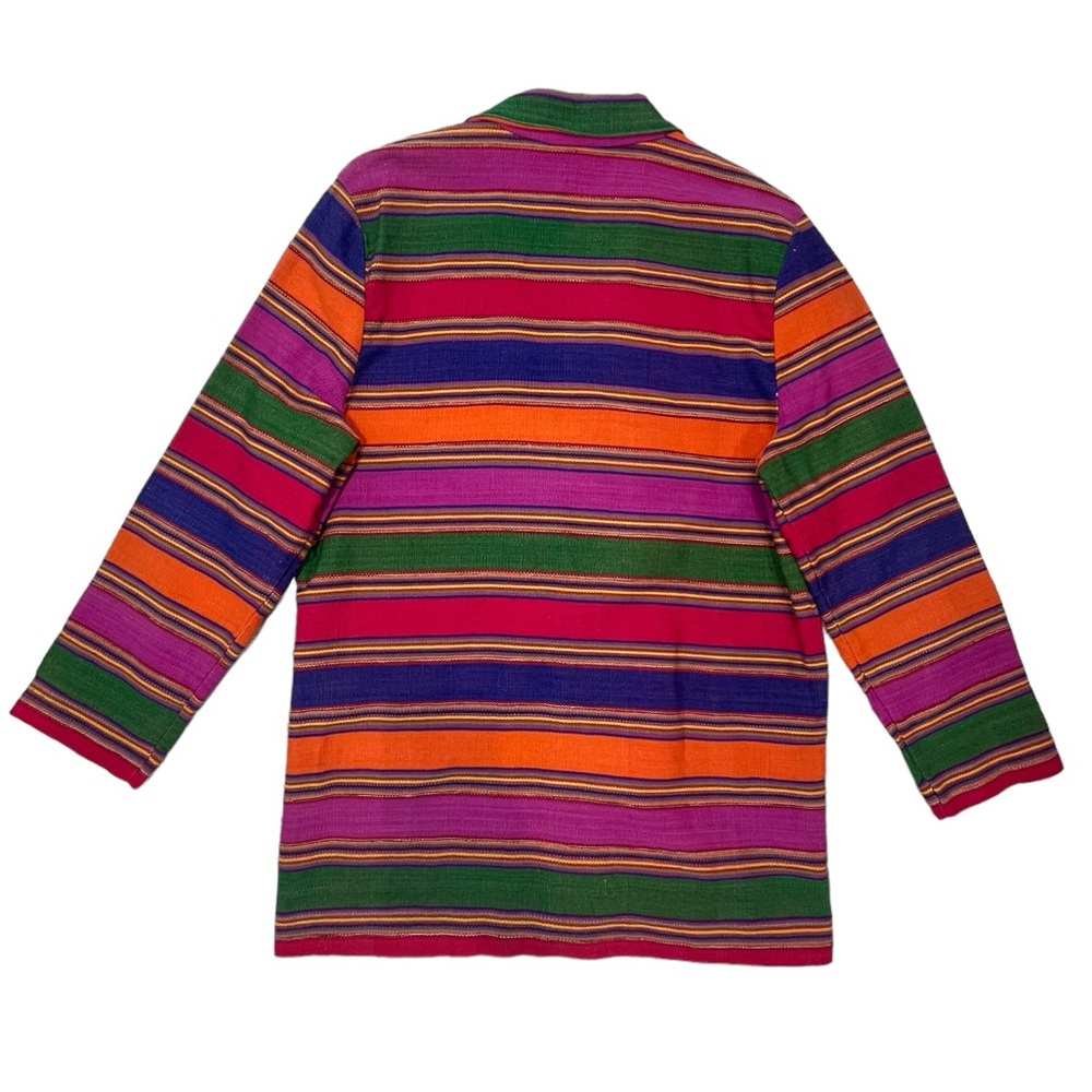 Vintage Weekend Wear 90s Striped Blanket Weave Jacket Long Western Aztec Blazer - Picture 3 of 16